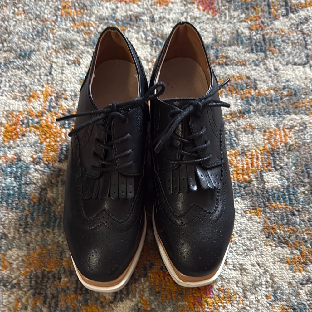 Classic Black Brogue Shoes for Women